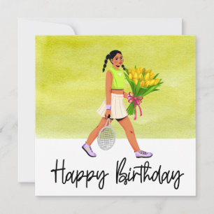 Carte Joueuse de tennis avec beaucoup de fleurs