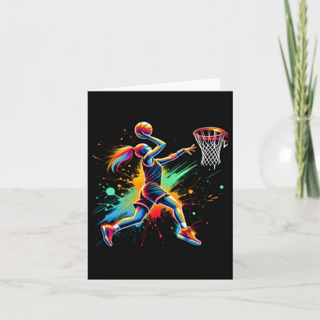 Carte Joueuses de basket-ball colorées (Devant)
