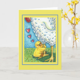 Carte JOUEZ VOTRE MOMME, BÉBÉ CHICK AIME MÈRE EN Blank
