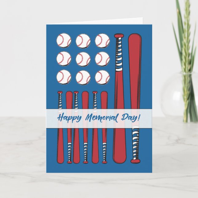 Carte Jour commémoratif Drapeau de baseball Rouge Blanc  (Devant)