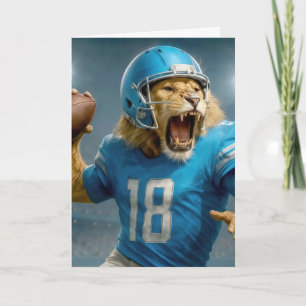 Carte Jour d'anniversaire #18 Lion Quarterback Football 