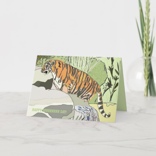 Carte Jour d'anniversaire de la Jungle Tiger (Devant)