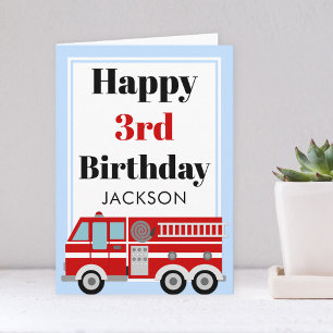 Carte Jour d'anniversaire d'un camion-feu moderne
