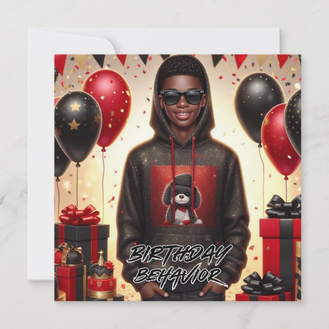 Carte Jour d'anniversaire noir/rouge africain (Devant)