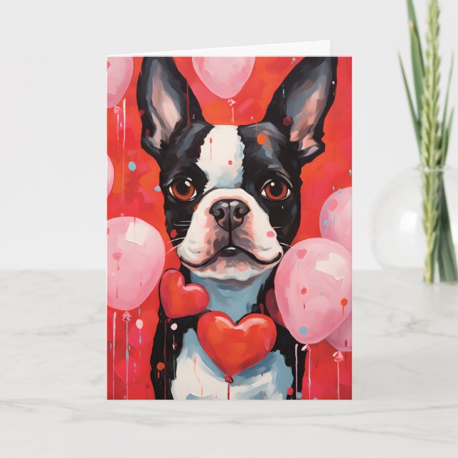 Carte Jour de Boston Terrier Valentines (Devant)