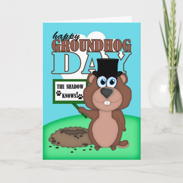 Carte Jour de Groundhog avec la bande dessinée mignonne (Devant)