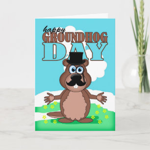 Carte Jour de Groundhog de moustache de moustache avec