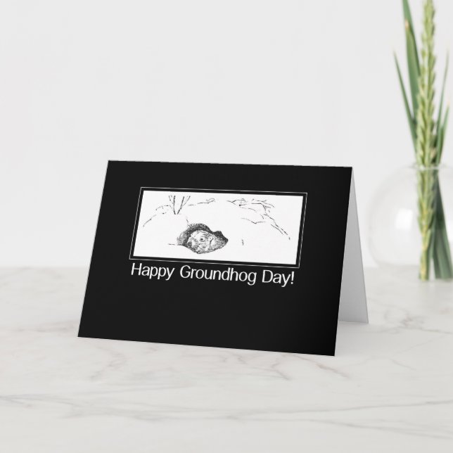 Carte Jour de Groundhog du copain secret noir et blanc (Devant)