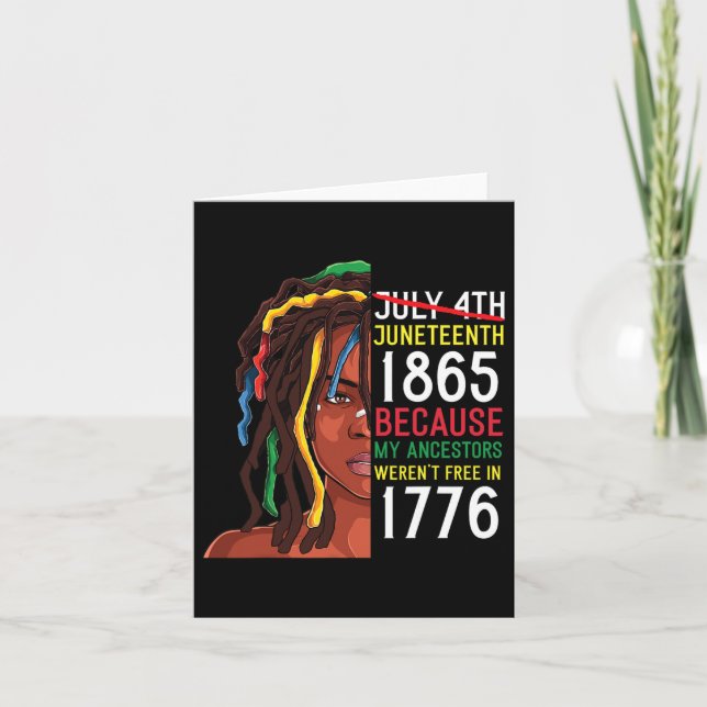 Carte Jour de Juneteenth Ancêtres Libres 1776 Juillet 4  (Devant)
