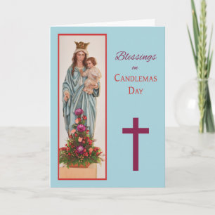Carte Jour de la Chandeleur Marie tenant l'Enfant Jésus