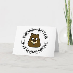 Carte Jour de la marmotte 2026 avec visage de marmotte