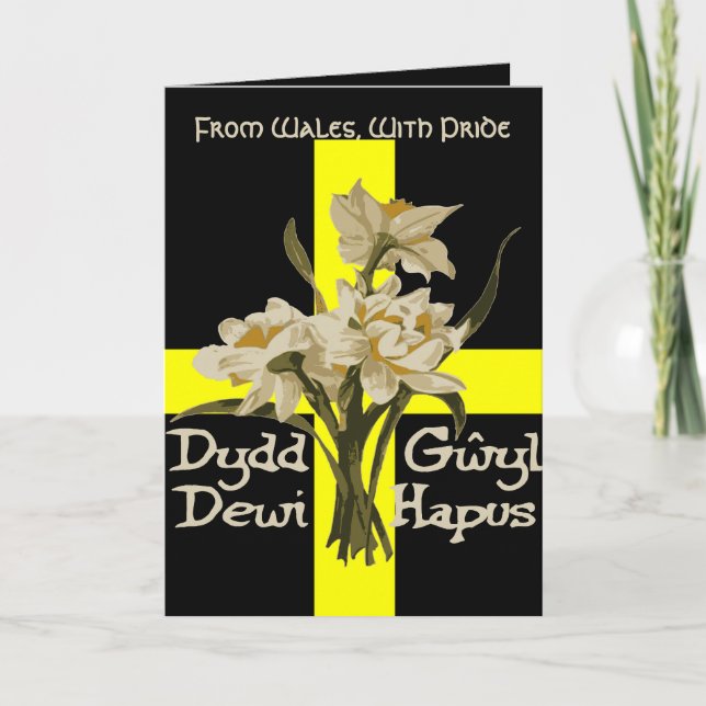 Carte Jour de la Saint-David Jonquilles Et Croix (Devant)
