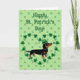 Carte Jour de la Saint-Patrick Dachshund noir et feu pos