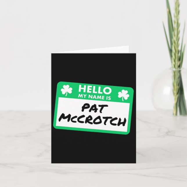 Carte Jour de la Saint Patrick Drôle Bonjour Mon Nom Est (Devant)