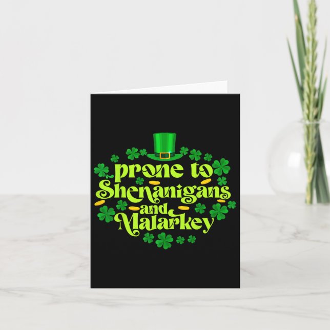 Carte Jour de la Saint Patrick Drôle Prone Aux Shenaniga (Devant)