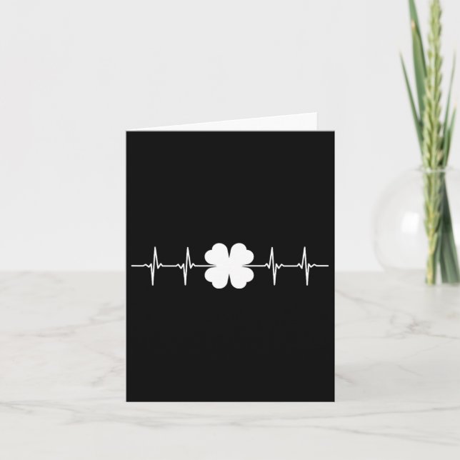 Carte Jour de la Saint Patrick Ekg Shamrock de battement (Devant)