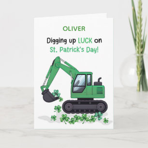 Carte Jour de la Saint-Patrick Excavatrice de constructi