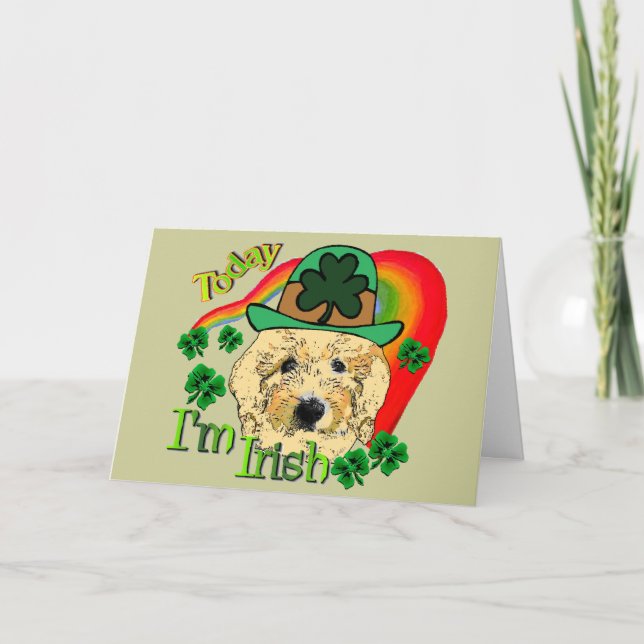 Carte Jour de la Saint Patrick Goldendoodle (Devant)