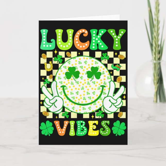 Carte Jour de la Saint-Patrick Groovy Vibes Chanceuses T (Devant)