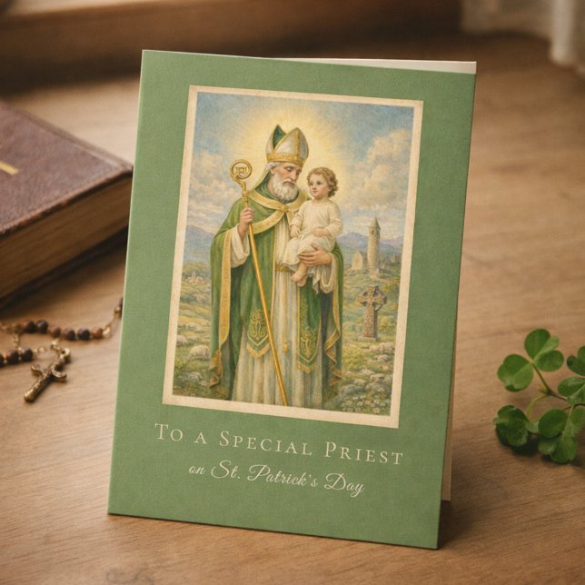 Carte Jour de la Saint-Patrick Jésus prêtre catholique  (Créateur téléchargé)