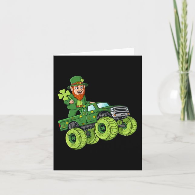 Carte Jour de la Saint Patrick Leprechaun Monster Camion (Devant)