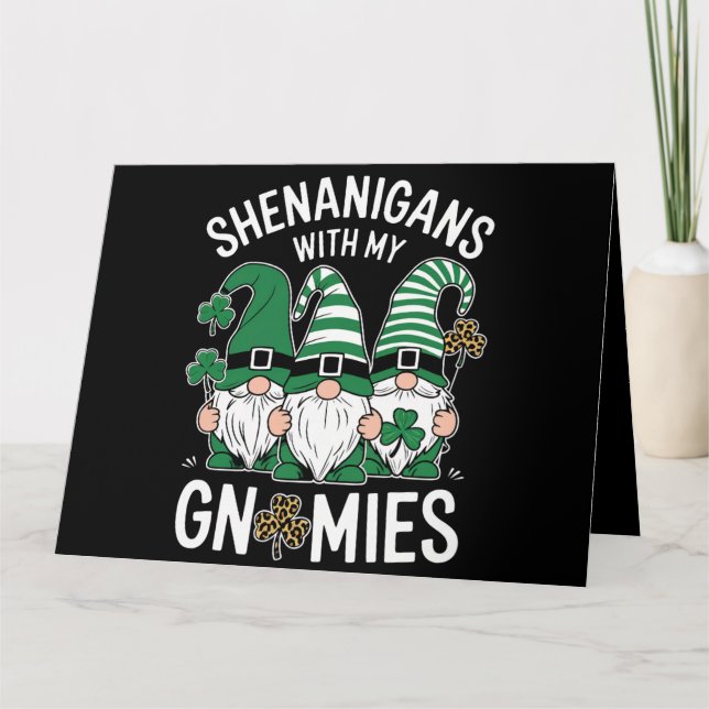 Carte Jour de la Saint-Patrick Shamrock Chanceux Gnomes  (Devant)