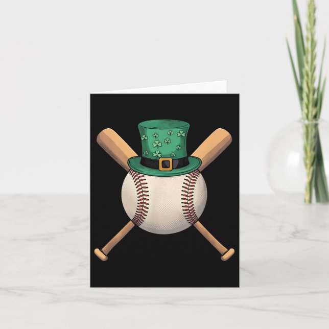 Carte Jour de la Saint Patrick Shamrock de baseball Lepr (Devant)
