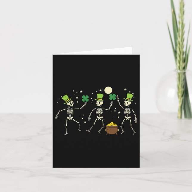 Carte Jour de la Saint Patrick Skeleton Danser Saint Pat (Devant)