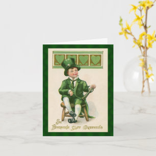 Carte Jour de la Saint Patrick vintage Leprechaun Boy