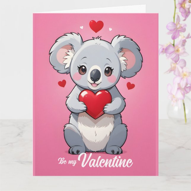 Carte Jour de la Saint-Valentin amour rose koala mignon (Orchidée)