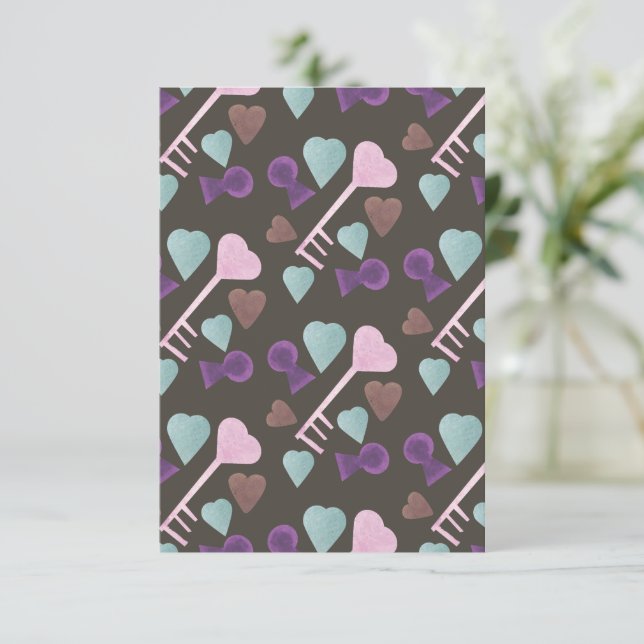 Carte Jour de la Saint-Valentin Coeurs Choco Aquarelle F (Debout devant)