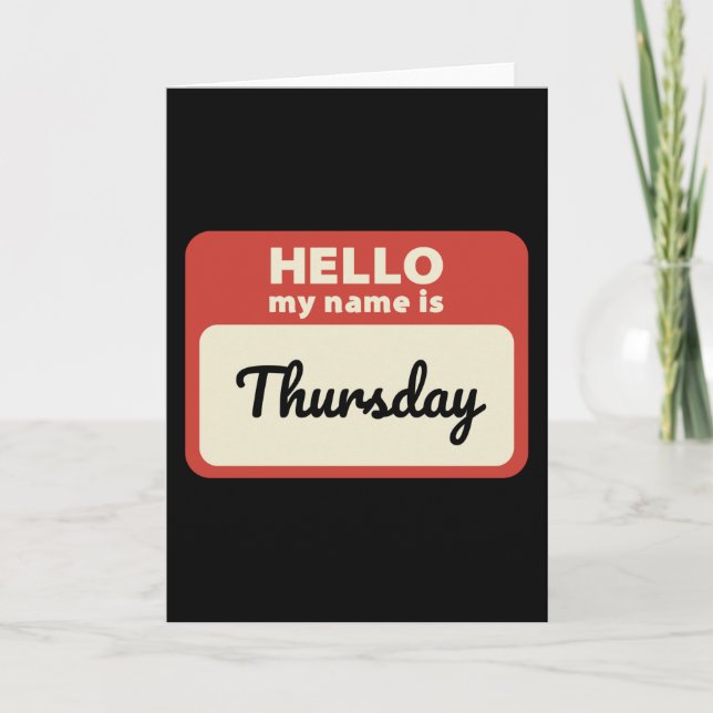 Carte Jour de la semaine. Thursday. (Devant)
