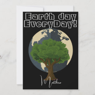 Carte jour de la terre tous les jours, allez vert, art s