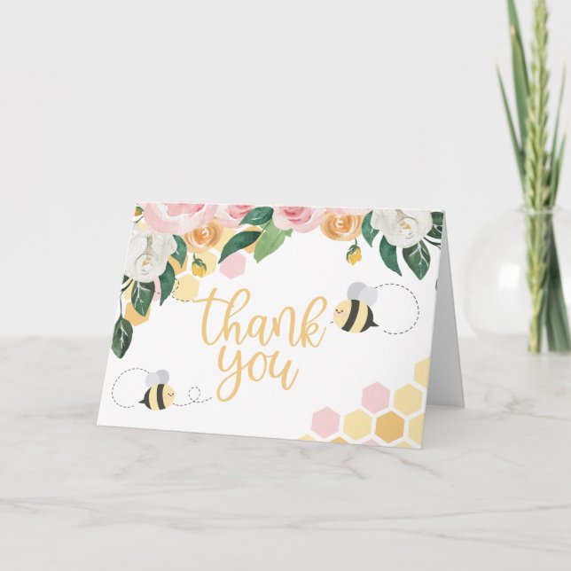 Carte Jour de l'abeille anniversaire de bourdon rose flo (Devant)