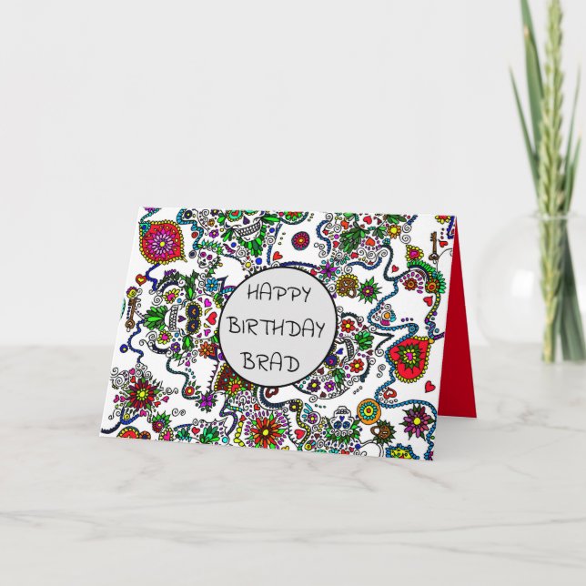 Carte Jour De L'Anniversaire Du Crâne De Sucre Mort (Devant)