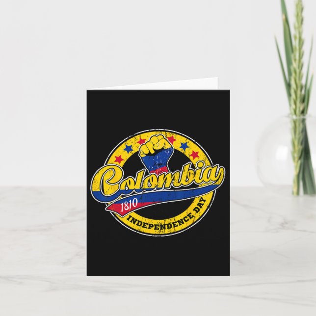 Carte Jour de l'indépendance Drapeau Colombie Rétro Styl (Devant)
