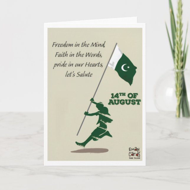 Carte Jour de l'indépendance du Pakistan - Drapeau (Devant)