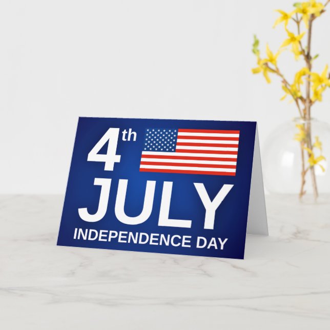 Carte Jour de l'Indépendance Juillet 4 Card USA Drapeau (Fleur jaune)