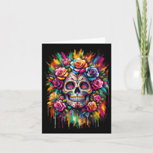 Carte Jour De Los Muertos Du Crâne Morte De Sucre Hallow