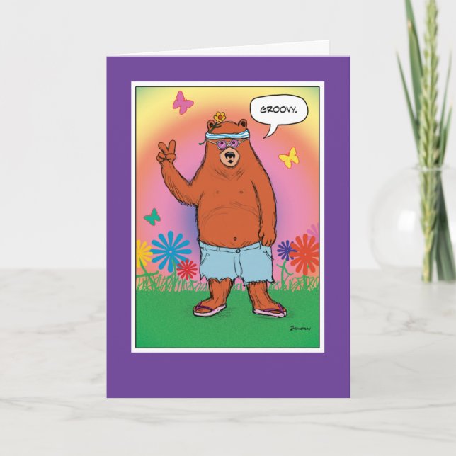 Carte Jour de l'ours hippie amusant Anniversaire (Devant)