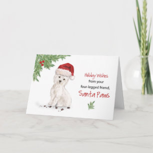 Carte Jour de Noël du chien dans Funny Santa Hat