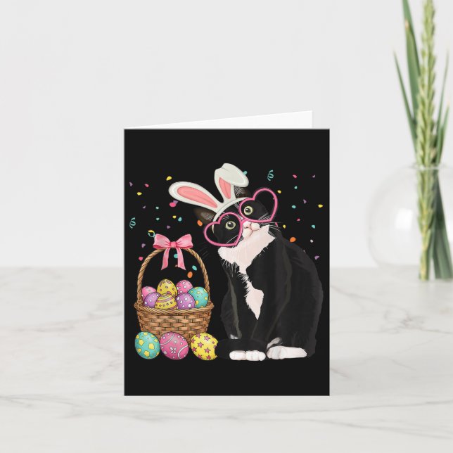 Carte Jour de Pâques Chat Bunny OEufs Graphiques Hommes  (Devant)
