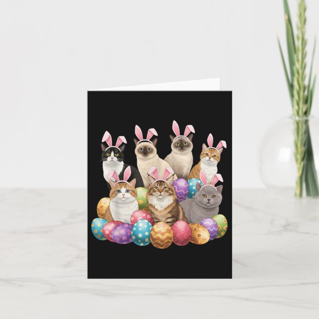 Carte Jour de Pâques Chat Bunny OEufs Graphiques Hommes  (Devant)