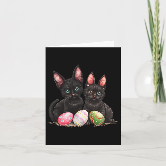 Carte Jour de Pâques Chat noir Chat de Pâques Chat noir  (Devant)