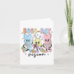 Carte Jour de Pâques Retro Cute Bunny Oeufs Ray Vision I