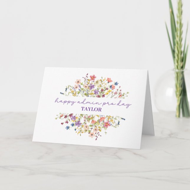 Carte Jour de personnalisation Admin Pro Fleurs sauvages (Devant)
