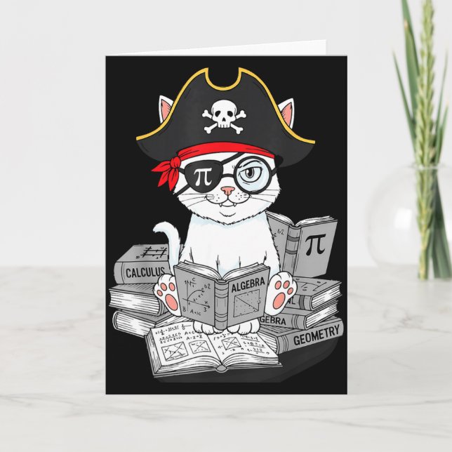 Carte Jour de Pi Chat Nerd Math Pirate Professeur Étudia (Devant)