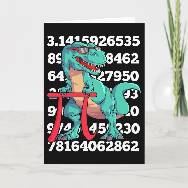 Carte Jour de Pi T Rex Dinosaure Drôle Math 3.14 Profess (Devant)
