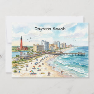 Carte Jour de plage de Daytona Charme côtier Art aquarel