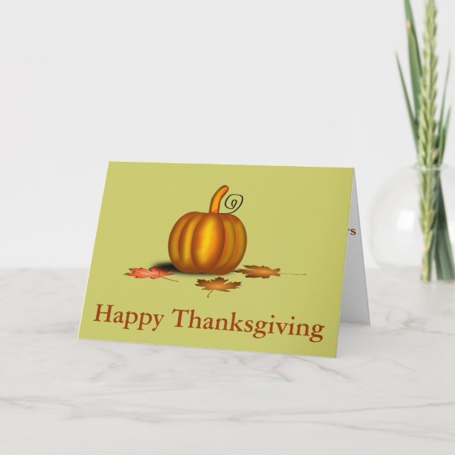 Carte Jour De Thanksgiving Avec Citrouille (Devant)